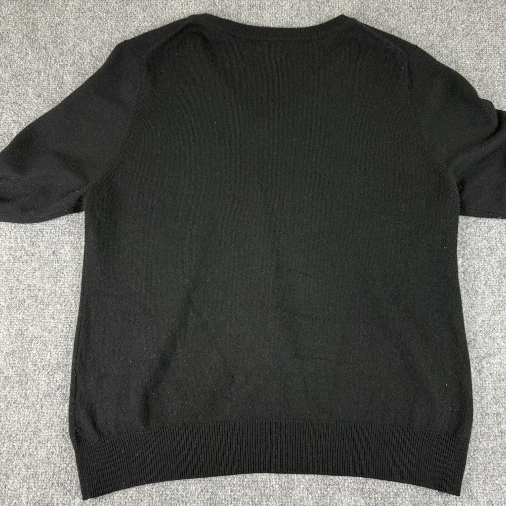 Shephe V-Neck Sweater Size 48 Black 100% Cashmere Knit Pullover Luxury Flaw Mens